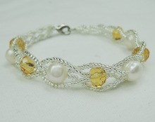 100% nature freshwater pearl fashion bracelet with small crystal beads 2024 - buy cheap