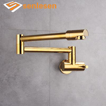 Wholesale and Retail Wall Mounted Kitchen Sink Faucet Golden Single Lever Cold or Hot Kitchen Taps 2024 - buy cheap