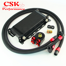 16 Row AN10 Oil cooler w/Bracket +3/4*16& M20*1.5 Filter Adapter Hose Kit Black 2024 - buy cheap