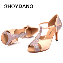 SHOYDANC Latin dance shoes for women girl's lady's ballroom satin And Glitter professional Salsa tango party dancing shoes 2024 - buy cheap