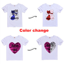 Sequins T-Shirts for  Girls Cartoon Double Sided Sequin Unicorn Kids Tshirt Summer Teen Clothes for Girls 6 8 10 12 13 14 Year 2024 - buy cheap