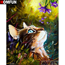 HOMFUN полностью квадратная/круглая дрель 5D DIY Алмазная картина "животное кошка цветок" 3D Алмазная вышивка крестиком домашний декор A19384 2024 - купить недорого