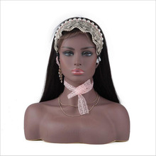 Cabeza de maniquí realista para mujer, busto negro para pelucas, joyería, sombrero, pendientes, bufanda, exhibición, maniquí africano 2024 - compra barato