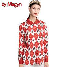by Megyn runway shirts blouses 2018 new summer womens diamond zebra print tops blouses women plus size 3xl long sleeve shirts 2024 - buy cheap