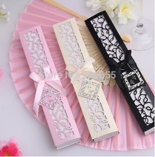 1pcs Luxurious Silk Fold hand Fan in Elegant Laser-Cut Gift Box (Black; Ivory ; pink) +Party Favors/wedding Gifts 2024 - buy cheap