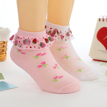 Calcetines ajustados de encaje para niños y niñas, medias de malla con costura de princesa, de algodón, transpirables, color rosa, blanco, sólido, 1-9 años 2024 - compra barato