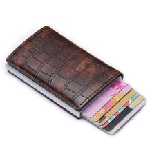 Alligator Pattern Leather Men Aluminum Wallet ID Card holder RFID Blocking Mini Magic Wallets Automatic Credit Card Coin Purses 2024 - buy cheap