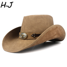 Sombrero de vaquero occidental de cuero para Hombre, Sombrero de vaquero con banda de Toro, tamaño 58-59CM, 100% 2024 - compra barato