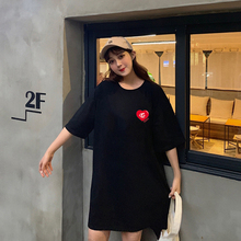 Korean Kpop Twice Shirt Dress Women Summer Short Sleeve Casual Cotton Kawaii Heart Print Loose Mini Ladies Beach Dresses Clothes 2024 - buy cheap