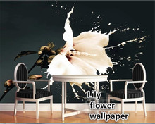 Beibehand-papel de parede 3d para decoração de casa, personalizado, criativo, respingos de leite, flor, lírio, 3 d, decoração 2024 - compre barato
