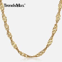 Colar feminino dourado ondulado, joia feminina com corrente de fecho torcido, presente para meninas 1.5/2mm hgn479 2024 - compre barato