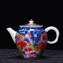 Jingdezhen-TETERA de cerámica dorada Real pintada a mano, juego de té verde Kung Fu, flor de esmalte, porcelana, olla individual para el hogar 2024 - compra barato