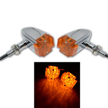 LED Flash Motorcycle Chrome Amber Cross Turn Signal Light Motorcycle Warning Lamp For CG125 GN125 Honda Yamaha Suzuki 2024 - buy cheap