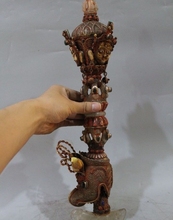 Templo de budismo del Tíbet antiguo, cristal, Gema de oro plateado, estatua de Buda Vajra Mahakala 2024 - compra barato