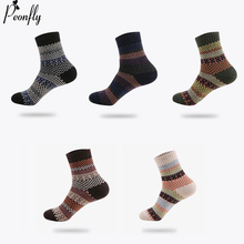 Peonfly Printing Striped pequeño Plaid Vintage nación Harajuku casual hombres calcetines gruesos cortos compresion hombre algodon divertidos calcetas de vestir otoño - invierno cálida lana gruesa calcetines de algodón 2024 - compra barato