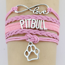 10PC/lot Infinity Love Pitbull Mom Paw Heart Charm Wrap Bracelets Paw Print Charms Animal Bracelet Women & Men Bracelets Jewelry 2024 - buy cheap
