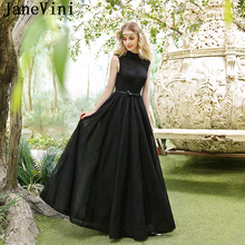 JaneVini-Vestidos largos negros para madre de la Novia, Vestidos de Noche encantadores de encaje con cuentas de cuello alto y Espalda descubierta, 2018 2024 - compra barato