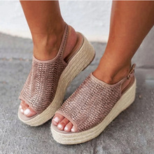 Sooneeya-alpargatas de cáñamo para mujer, sandalias a la moda, zapatos de tacón de playa para mujer, zapatos de plataforma cómodos, talla 43 2024 - compra barato