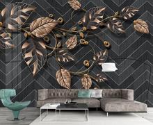 Papel pintado mural 3D personalizado nórdico moderno planta simple hojas Luz de lujo TV Fondo papel decoración de pared pintura 2024 - compra barato