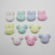 30pcs/lot  4*3.5cm  shiny  micky and rabbit  pathes diy Padded Applique For Children Headdress Accessories free shipping 2024 - buy cheap