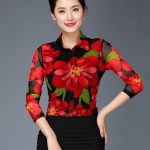 2019 Spring Fall Fashion Women Print Floral Long Sleeve Shirts Bouse Top , Flower 4xl Tops And Blouses For Woman , Womens Shirt 2024 - buy cheap