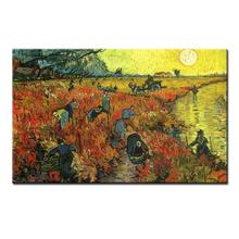 Pintura al óleo sobre lienzo de Vincent Van Gogh para decoración del hogar, lienzo de Reproducción hecha a mano, arte de pared, The Red Vineyard At Arles, 100% 2024 - compra barato