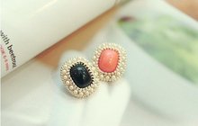 Fashion Hot Sale New Style Korean Rectangular Stone With Simulated Pearl Earrings E154 2024 - купить недорого