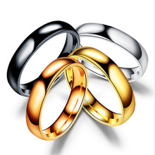 Гладкое кольцо из нержавеющей стали для женщин и мужчин, обручальные кольца золотого цвета, прозрачные модные ювелирные изделия, подарок, вечернее вечерние ЦО 4 мм, кольцо Anel 2024 - купить недорого