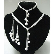N925 sterling Silver color high-quality five-wire beads new ladies wedding jewelry party gift three-piece AKS0001 2024 - buy cheap