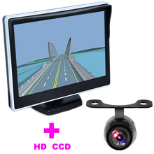 5 "TFT LCD Автомобильный монитор + 2 в 1 автомобильная Система помощи при парковке Универсальная автомобильная запись с камеры заднего обзора камера ccd 170 Угол монитора 2024 - купить недорого