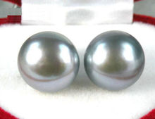 very Beautiful 10-11mm gray South Sea natural Pearl Earring 14K/20 yellow Gold 2024 - buy cheap