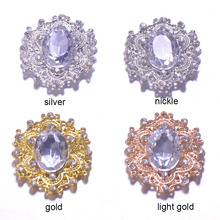 (S0466)10 unids/lote, 30mm x 34mm adorno de diamantes de imitación de metal, Parte posterior plana, productos elegantes, chapado en plata o níquel o oro 2024 - compra barato