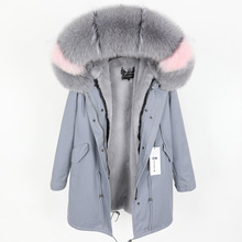 Maomaokong-ropa de Invierno para mujer, abrigo largo y mediano con cuello de piel de zorro, forro grueso, ajustado 2024 - compra barato