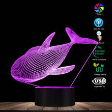 Luz led em forma de baleia, cria ilusão óptica 3d colorida, luz acrílica, perspectiva, moda, novidade, decoração interna, luz noturna 2024 - compre barato