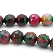 Double color chalcedony red&green faceted round 14mm loose beads 15 inch DIY handmade suitable for making jewelry 2024 - buy cheap