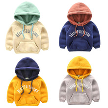 Boys Plus Velvet Warming Sweater 2021 Autumn And Winter New Children Hooded Clothing Baby Boys Thickening With Pocket Coats 1-4Y 2024 - buy cheap
