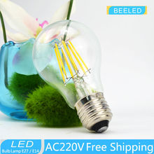 6PCS / lot free shipping  2700k LED Edison Bulb Indoor LED Light Clear Glass AC220 V E27 A60 CE 2W 4W 6W 8W LED Filament BULB 2024 - buy cheap