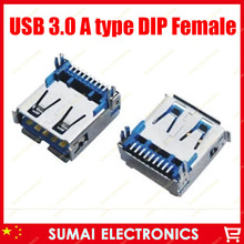 30pcs/lot 3.0 usb jack USB 3.0 female jack plug socket  for asus, DIP 180 degree blue rubber core Free shipping 2024 - buy cheap