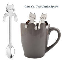Cute Cat Spoon Long Handle Coffee Tea Spoons Flatware Stainless Steel Drinking Tool Cup Accessories Scoops Creative Coffee Spoon 2024 - buy cheap