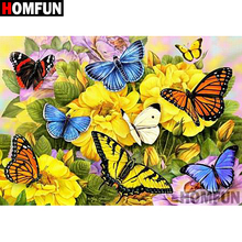 HOMFUN 5D DIY Diamond Painting Full Square/Round Drill "Butterfly flower" Embroidery Cross Stitch gift Home Decor Gift A08345 2024 - buy cheap