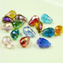 Mixed AB Color/Clear Color Tear Drop Cut & Faceted Crystal Glass Spacer Beads 8x11mm 50pcs CR-14 2024 - buy cheap