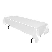 Toalha de mesa retangular costurada dupla 145cm x 304cm, cetim, branco/preto, para decoração de natal e casamento, 1 peça 2024 - compre barato