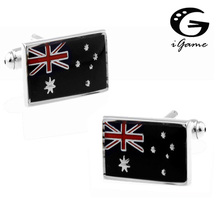 iGame Men Cufflinks wholesale&retail top copper Black Colour Australian Flag Design Cuff links Free Shipping 2024 - buy cheap