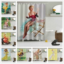LB 180*180 European Sexy Girl Bikini 3d Shower Curtains Washable Waterproof Bathroom Curtain Fabric Polyester for Bathtub Decor 2024 - buy cheap