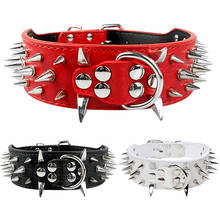 Fashion Wide Sharp Spiked Studded Punk Dog Collar for Medium Large Pet Pitbull Adjustable Leather Dog Neck Collar XS S M L 2024 - buy cheap