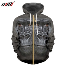 UJWI nuevo 3D impreso divertido orangután ocio personalidad talla grande 5XL hombre gris Animal abrigo otoño hombres sudaderas con capucha 2024 - compra barato