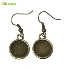 8SEASONS Earring Hooks Clasps Round Antique Bronze Cabochon Settings Earring Base (Fits 12mm Dia) 3.4 x 1.4cm, 25 Pairs (B36071) 2024 - buy cheap
