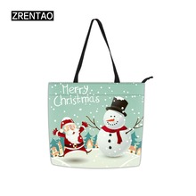 Christmas Print Ladies Brand Grocery Handbags Fashion Casual Tote Bag Big Shoulder Bag For Woman Hot Sale Party Bolsa Feminina 2024 - buy cheap