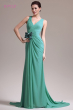 Mint Green Evening Dresses Mermaid V-neck Chiffon Backless Long Formal Party Evening Gown Prom Dresses Robe De Soiree 2024 - buy cheap