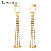 LUXUSTEEL Box Chain Drop Earrings Hyperbole Style Gold/Silver Color Round Circle Statement Long Earring Female Party Brinco 2024 - buy cheap